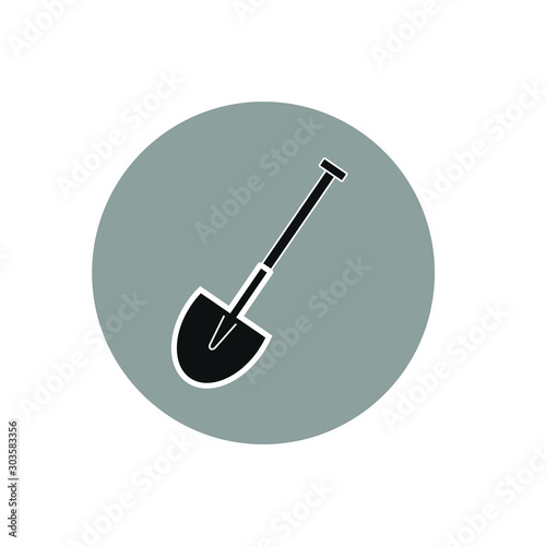 mason shovel vector icon, formed with simple shapes