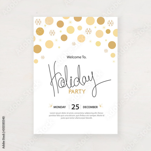 design for holiday party and happy new year party invitation flyer and greeting card template	