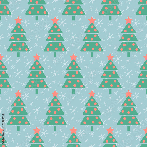 Christmas pattern. Seamless vector illustration with stylized Christmas trees