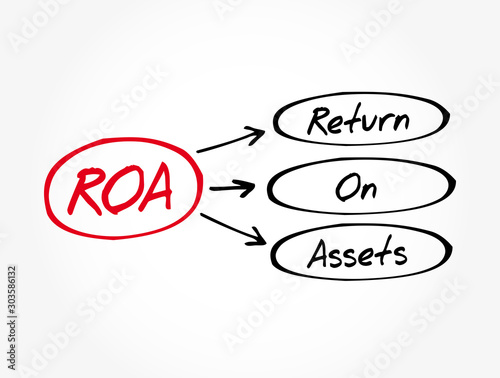 ROA - Return On Assets acronym, business concept background