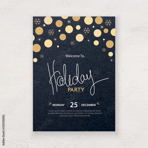 design for holiday party and happy new year party invitation flyer and greeting card template	