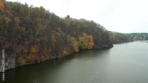 Nature of Ukraine Waterfall. Dam on the Teterev River in Zhitomir photo