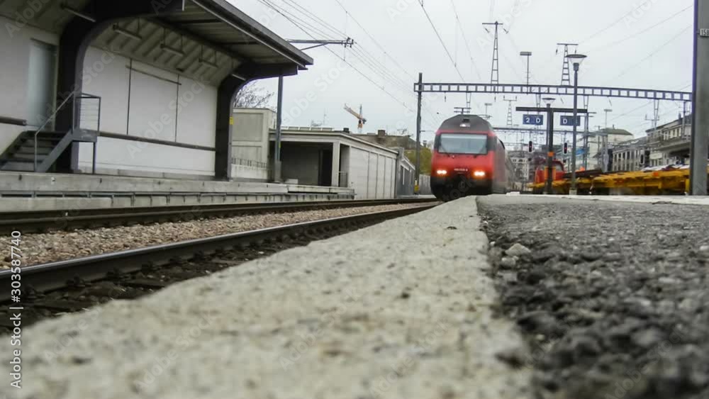 Passenger train approaching the platform