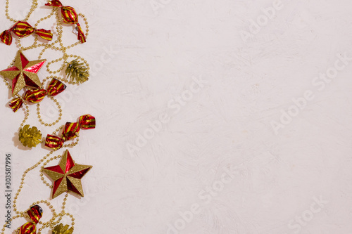 Christmas garland on a white background. Copy space
