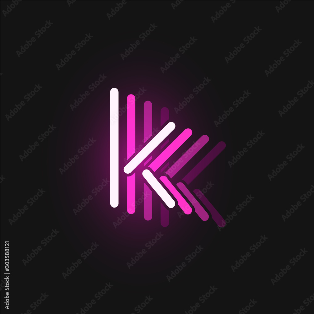 Pink neon character font on black background with reflections, vector illustration Pink neon character font on black background with reflections, vector illustration