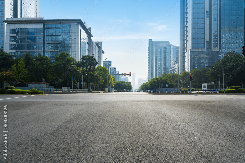 The expressway and the modern city skyline are in Chongqing, China.