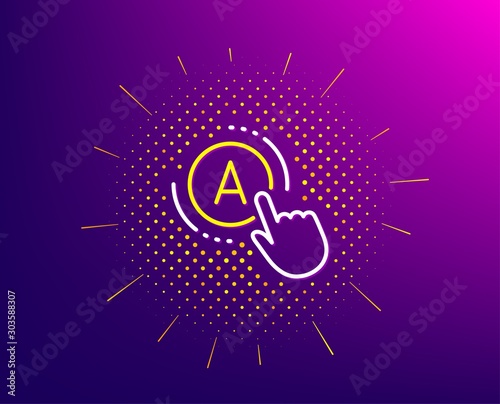 Ab testing line icon. Halftone pattern. Ui test button sign. Gradient background. Ab testing line icon. Yellow halftone pattern. Vector