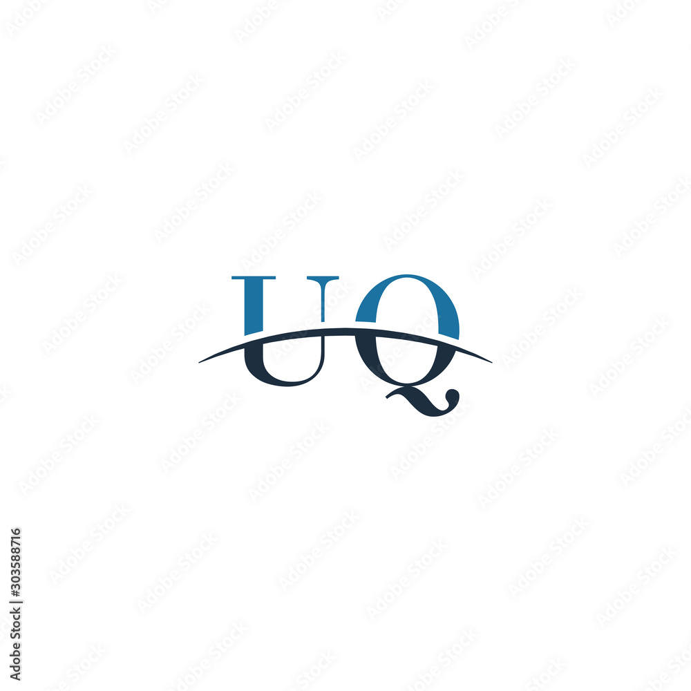 Initial letter UQ, overlapping movement swoosh horizon logo company design inspiration in red and dark blue color vector Initial letter UQ, overlapping movement swoosh horizon logo company design inspiration in red and dark blue color vector