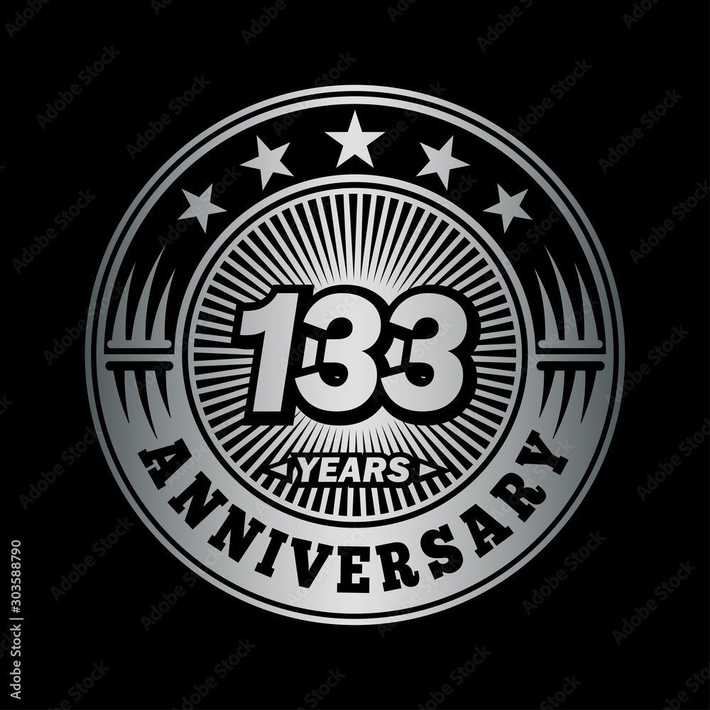 133 years anniversary celebration logo design. Vector and illustration.