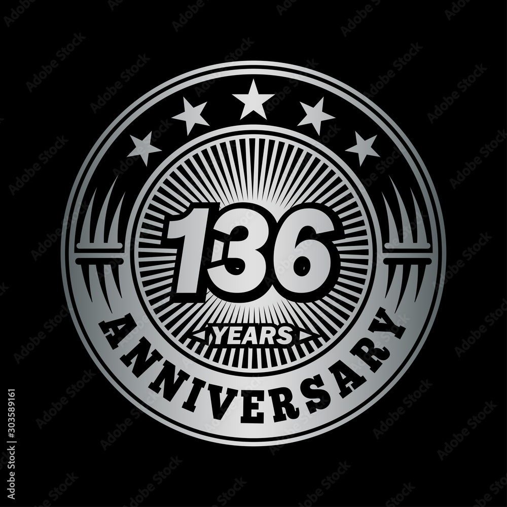 136 years anniversary celebration logo design. Vector and illustration.