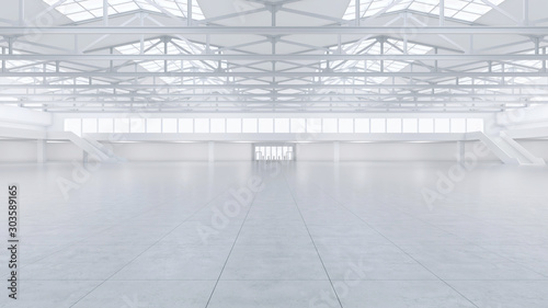 3D render of empty exhibition space. backdrop for exhibitions and events. Tile floor. Marketing mock up. photo