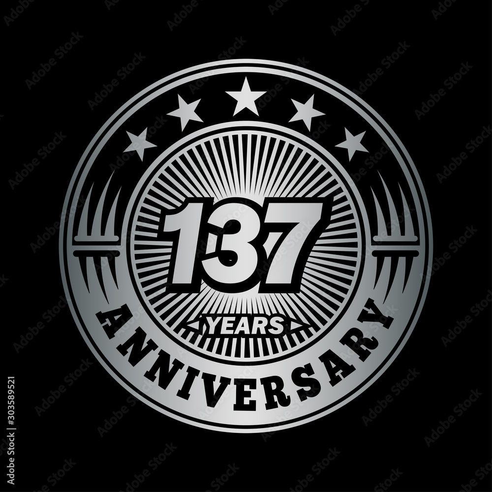 137 years anniversary celebration logo design. Vector and illustration.