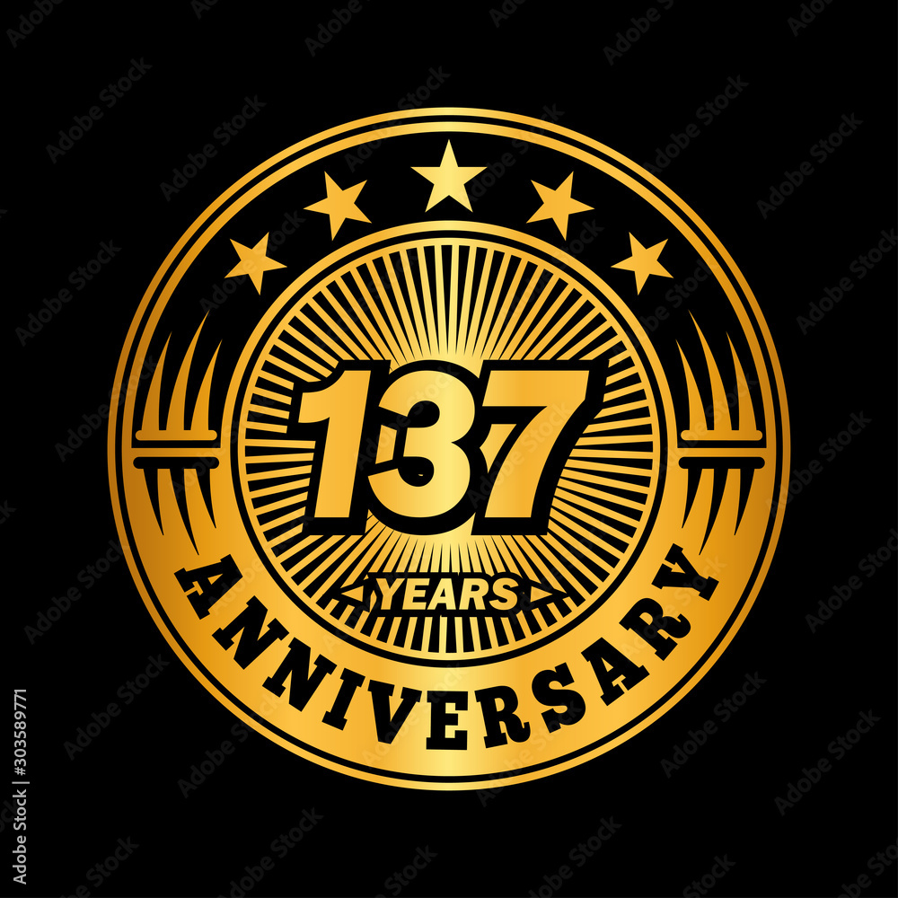 137 years anniversary celebration logo design. Vector and illustration.