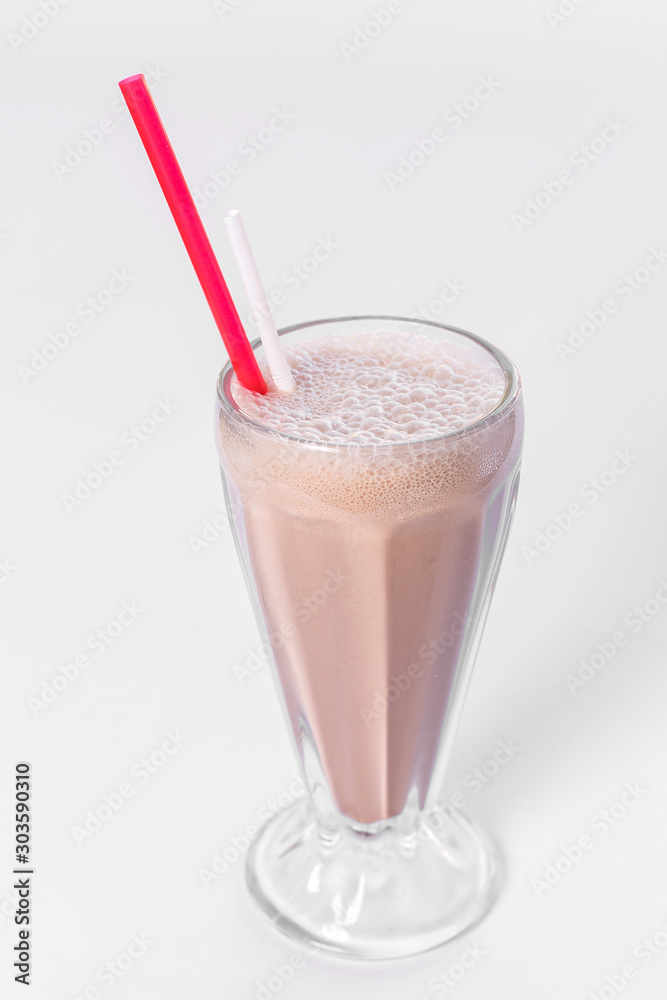 milkshake with straw on white background milkshake with straw on white background