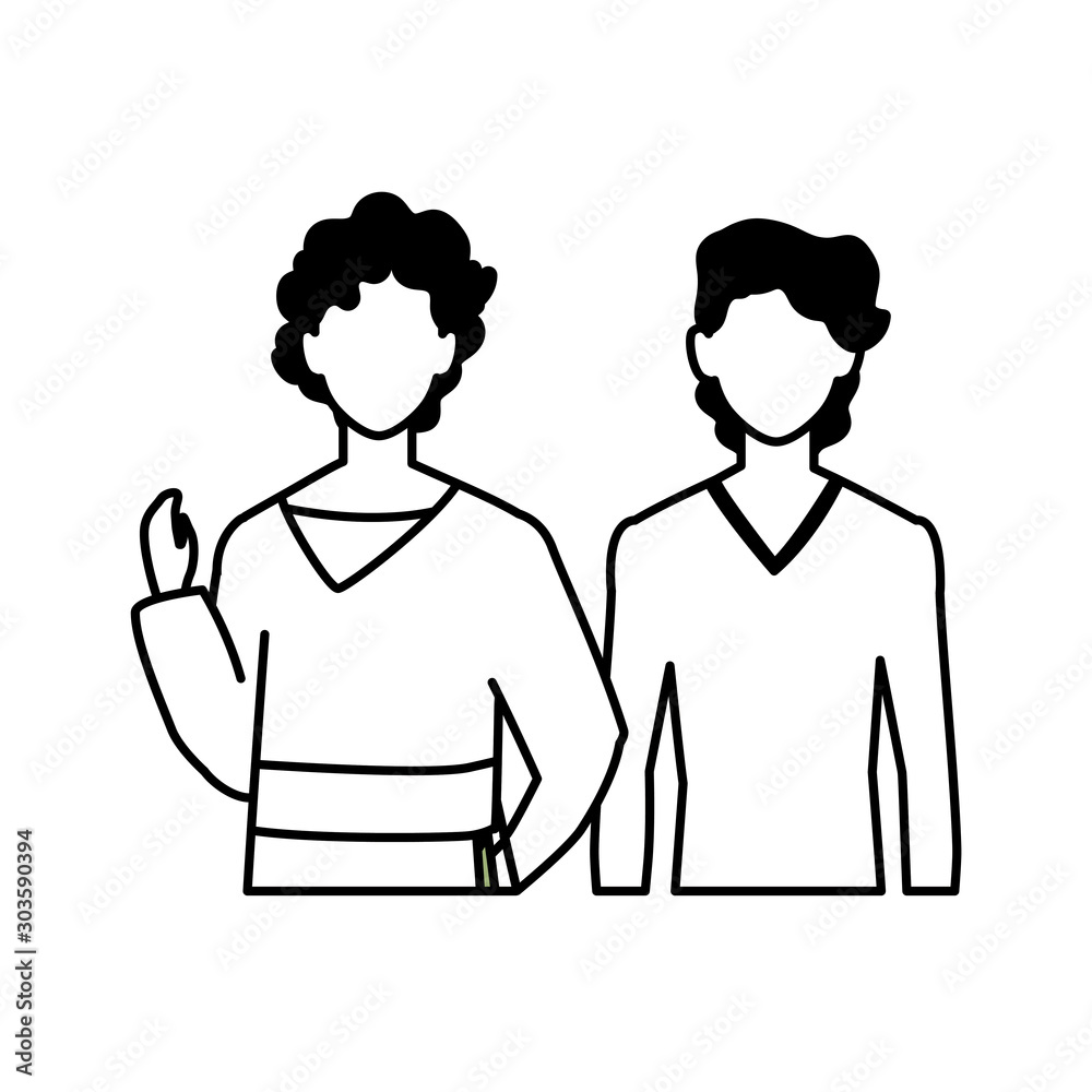 men faceless with different poses on white background men faceless with different poses on white background