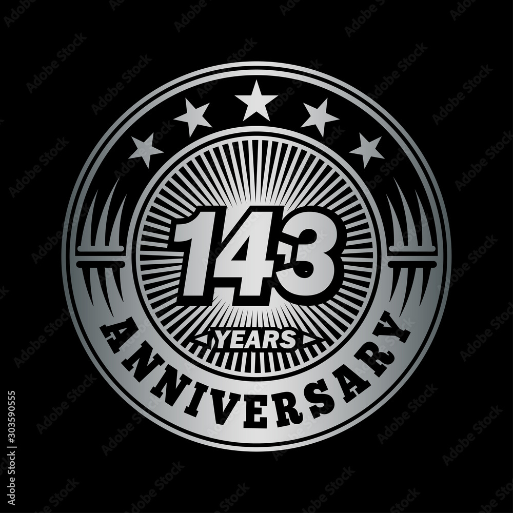 143 years anniversary celebration logo design. Vector and illustration.