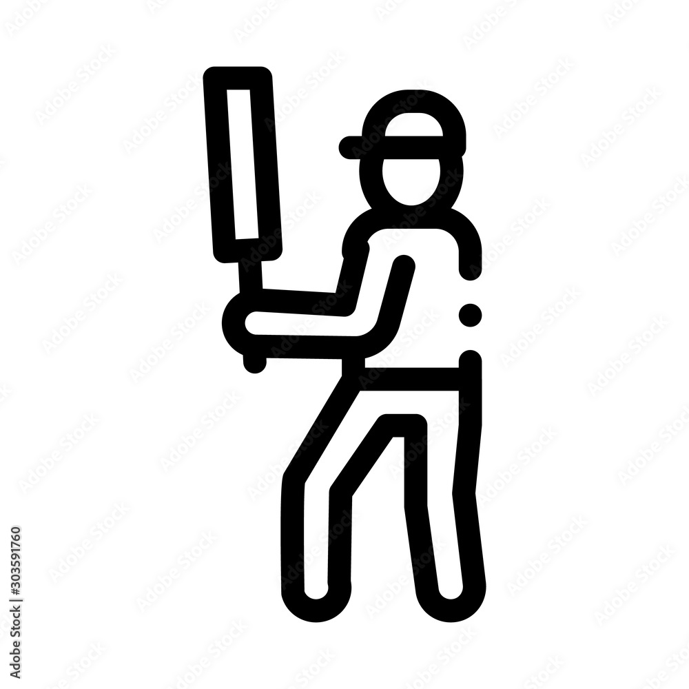 Cricket Player Batsman Icon Vector. Outline Cricket Player Batsman Sign. Isolated Contour Symbol Illustration Cricket Player Batsman Icon Vector. Outline Cricket Player Batsman Sign. Isolated Contour Symbol Illustration