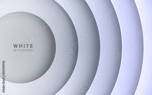 Abstract 3D circle papercut layer white background