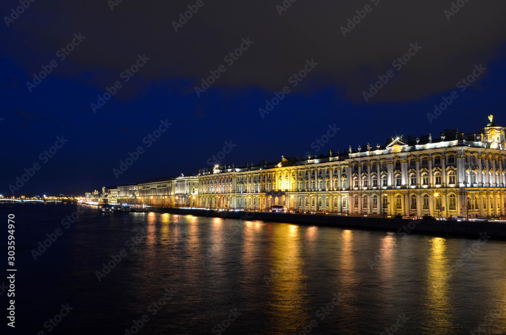 An evening on Neva river in Saint-Petersburg, Russia An evening on Neva river in Saint-Petersburg, Russia