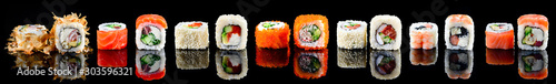 large set of sushi maki isolated