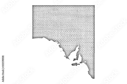 Karte von South Australia auf altem Leinen
