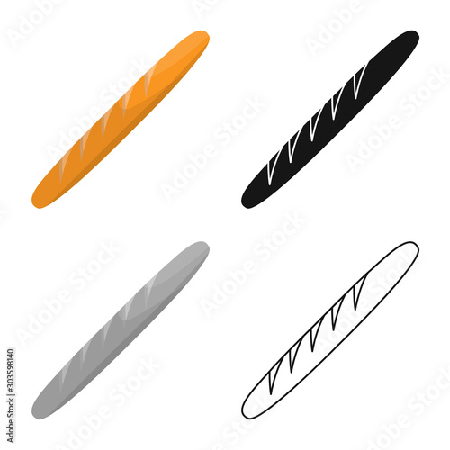 Isolated object of baguette and bread icon. Collection of baguette and fresh stock symbol for web.