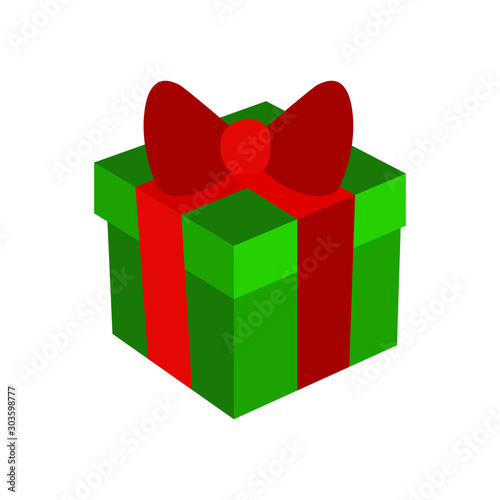 green and red christmas present emoji vector