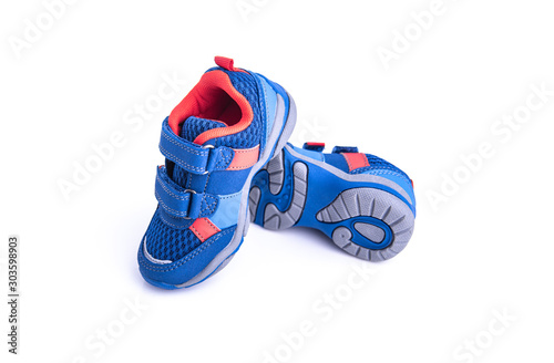 Kids sneakers isolated on white background.