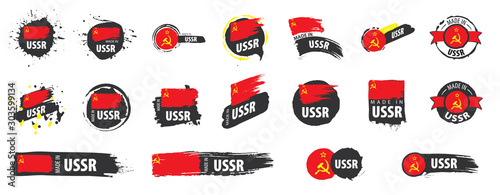 Vector set of flags of USSR on a white background