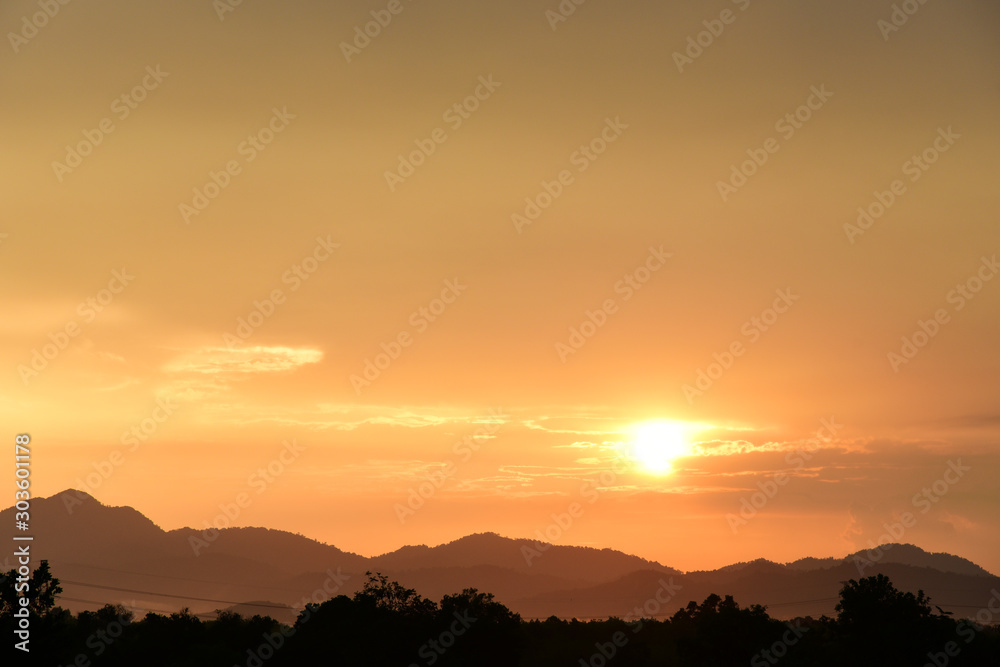 mountain views Sunset evening beautiful asia country tropical