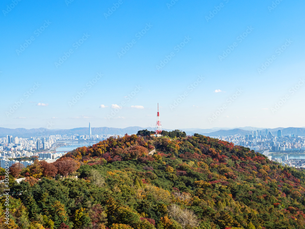 Samolepka above view of Nam mountain and Seoul city