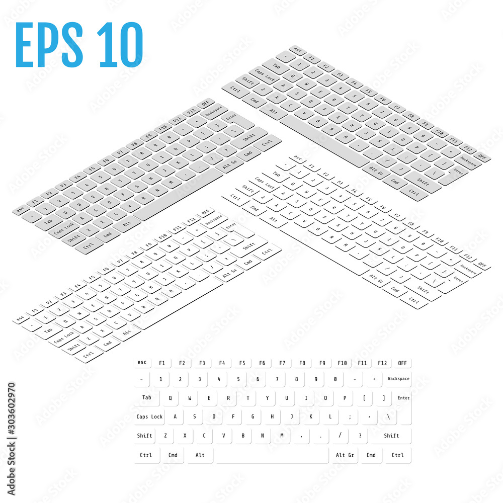 Obraz premium Realistic isometry of modern keyboard. Vector illustration.