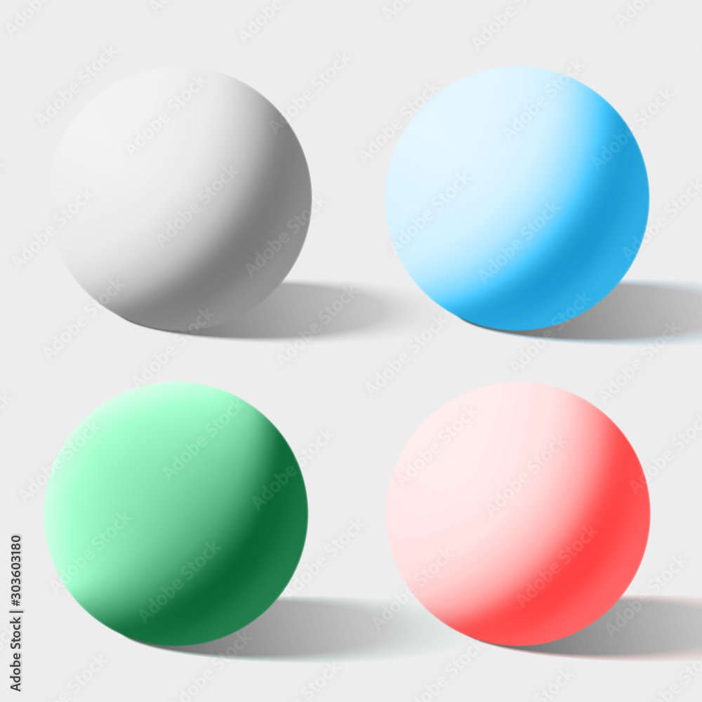 Color realistic spheres isolated on white. Vector illustration.