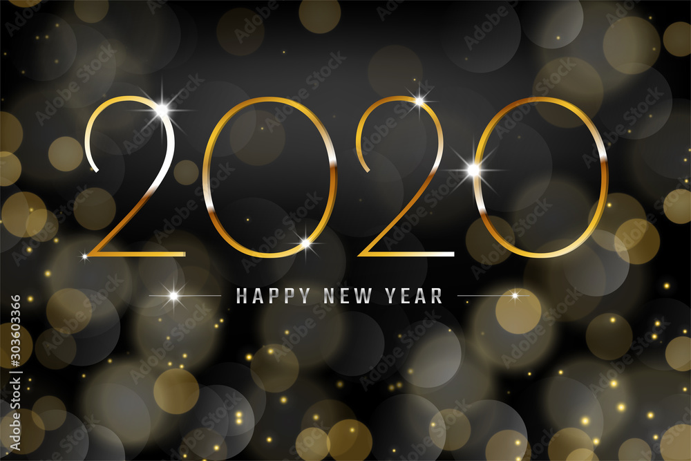 Happy New Year 2020. Black Gradient Background with Luxury Gold Text ...