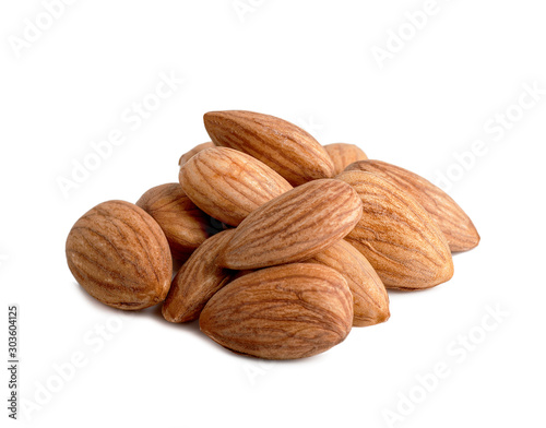 Almond kernel bunch isolated on white background