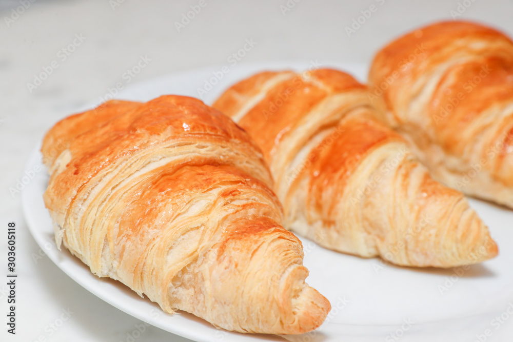 Plain croissant on white background - Image