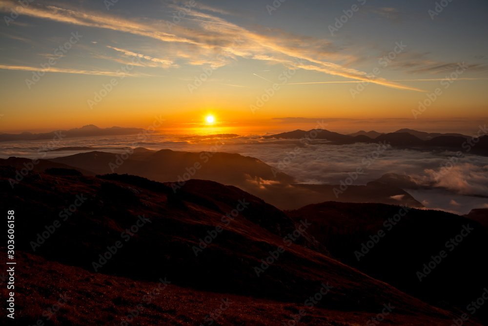 Early morning sunrise with mountains Early morning sunrise with mountains