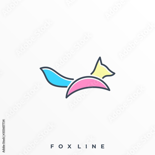 Fox Line Art Illustration Vector Design Template