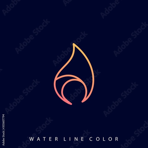 Fire Line Art Illustration Vector Design Template