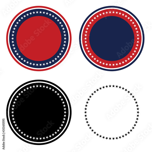 Patriotic 50 Stars Circle Set Isolated Vector Illustration