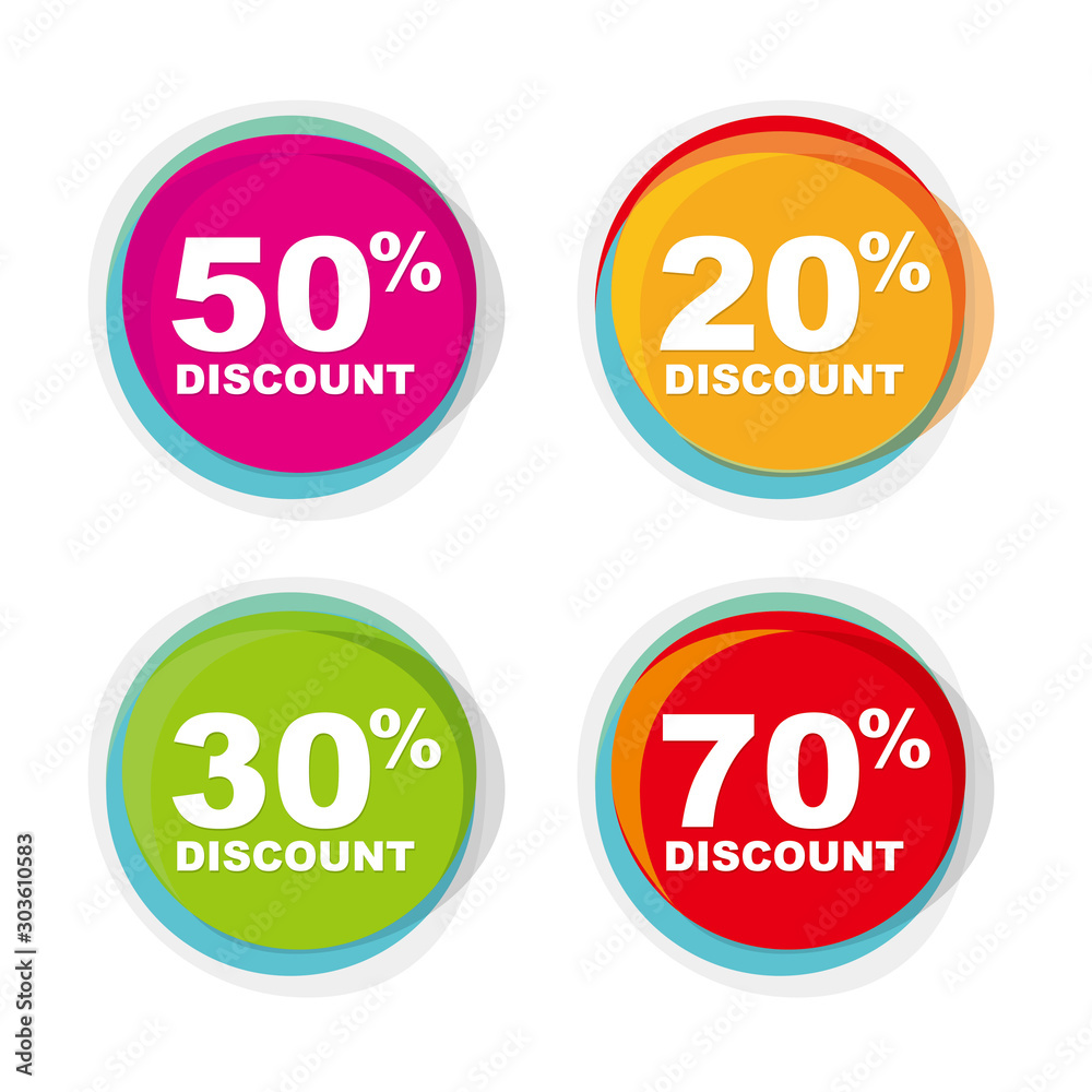 Sale discount label template design isolated on white background and with different color Sale discount label template design isolated on white background and with different color