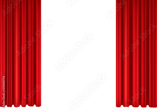 Red curtains of theater stage.
