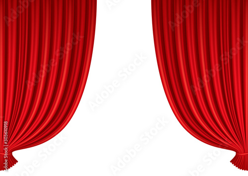 Red curtains of theater stage.
