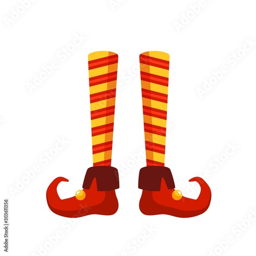 Christmas elf legs flat vector illustration