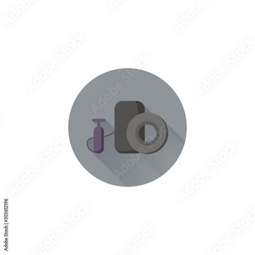 inflate tire colorful vector flat icon