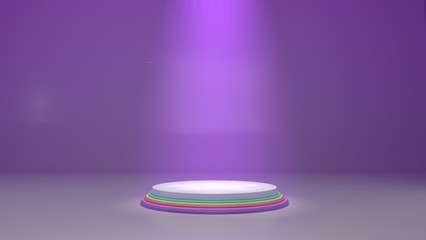 Wandcirkels Eenhoorn Regenboogpodium met spotlight eenhoornthema  © BoOm