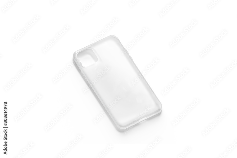 Blank transparent phone case mockup lying, side view Blank transparent phone case mockup lying, side view