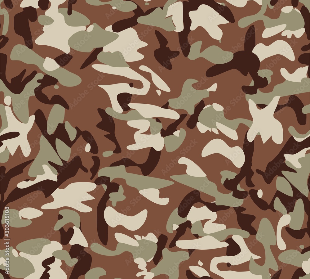 Fototapeta Camouflage seamless pattern, military uniform print for fabric, army,soldier texture background. - Vector
