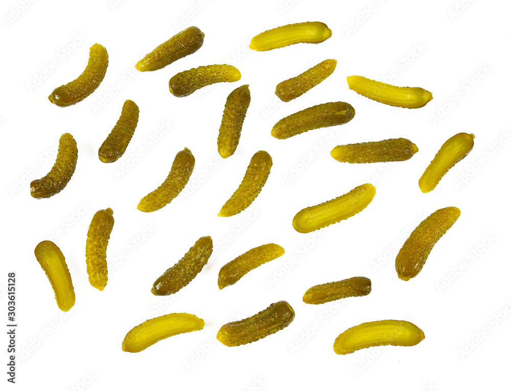 small pickled cucumbers isolated on white small pickled cucumbers isolated on white