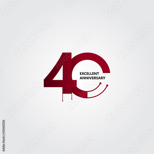 40 Years Excellent Anniversary Vector Template Design Illustration